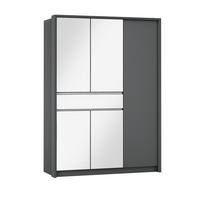 SCHWEBETÜRENSCHRANK RUMBLE 151/217/65 cm 2-türig mit Spiegel Graphitfarben - Graphitfarben, Holzwerkstoff (151/217/65cm) - MASSENO