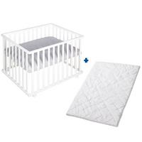 LAUFGITTER inkl. Matratze roba Style grau - Weiß/Grau, Holzwerkstoff (72.5/72/98cm) - Roba