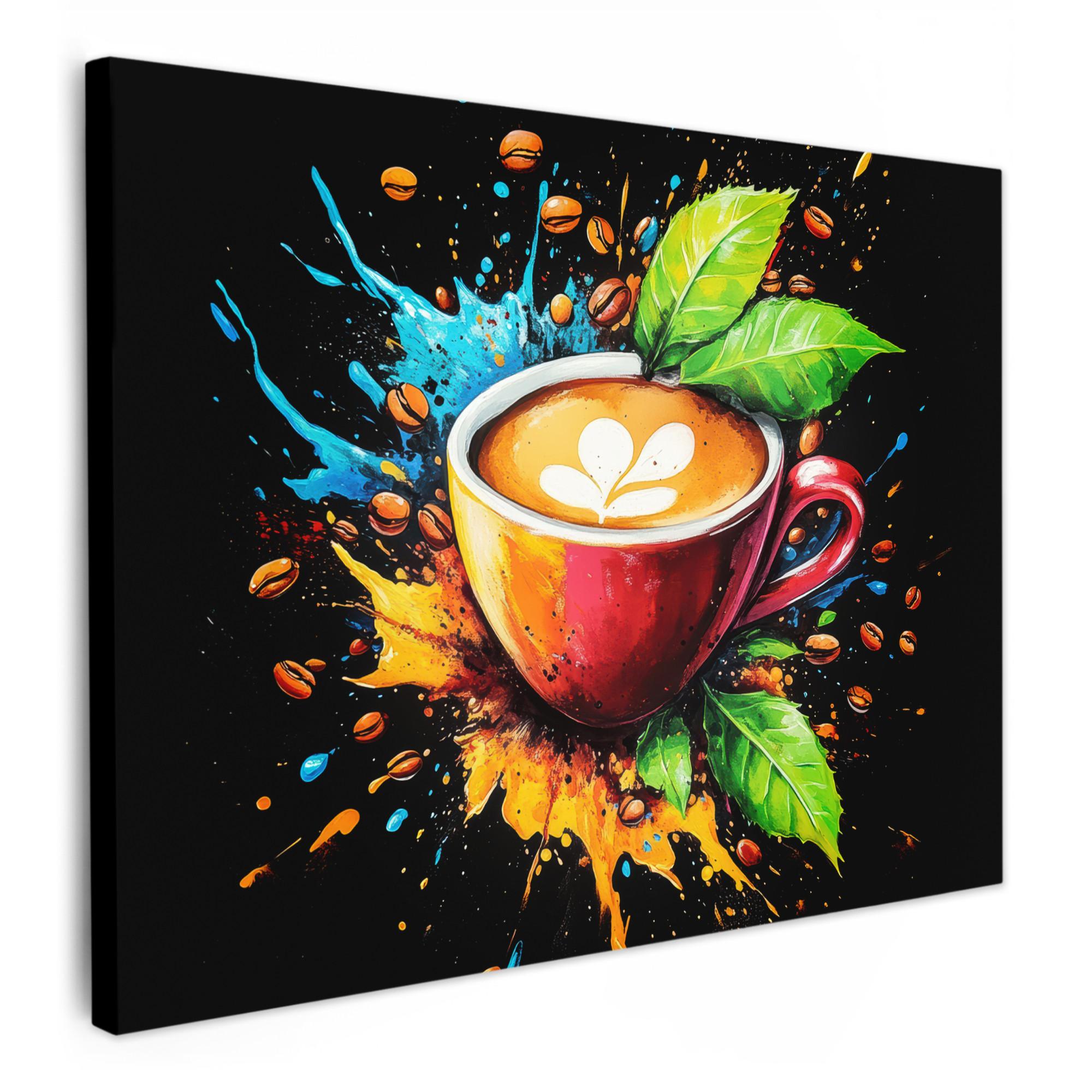 LEINWANDBILD Kaffee - Graffiti - Trinken - Abstrakt Wandbild 40x30 cm - Mokka, Textil (40/30cm) - MuchoWow