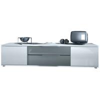 LOWBOARD Linio Grau Hochglanz - Weiß Hochglanz/Grau, Holzwerkstoff (166.5/37.5/35cm) - Vladon