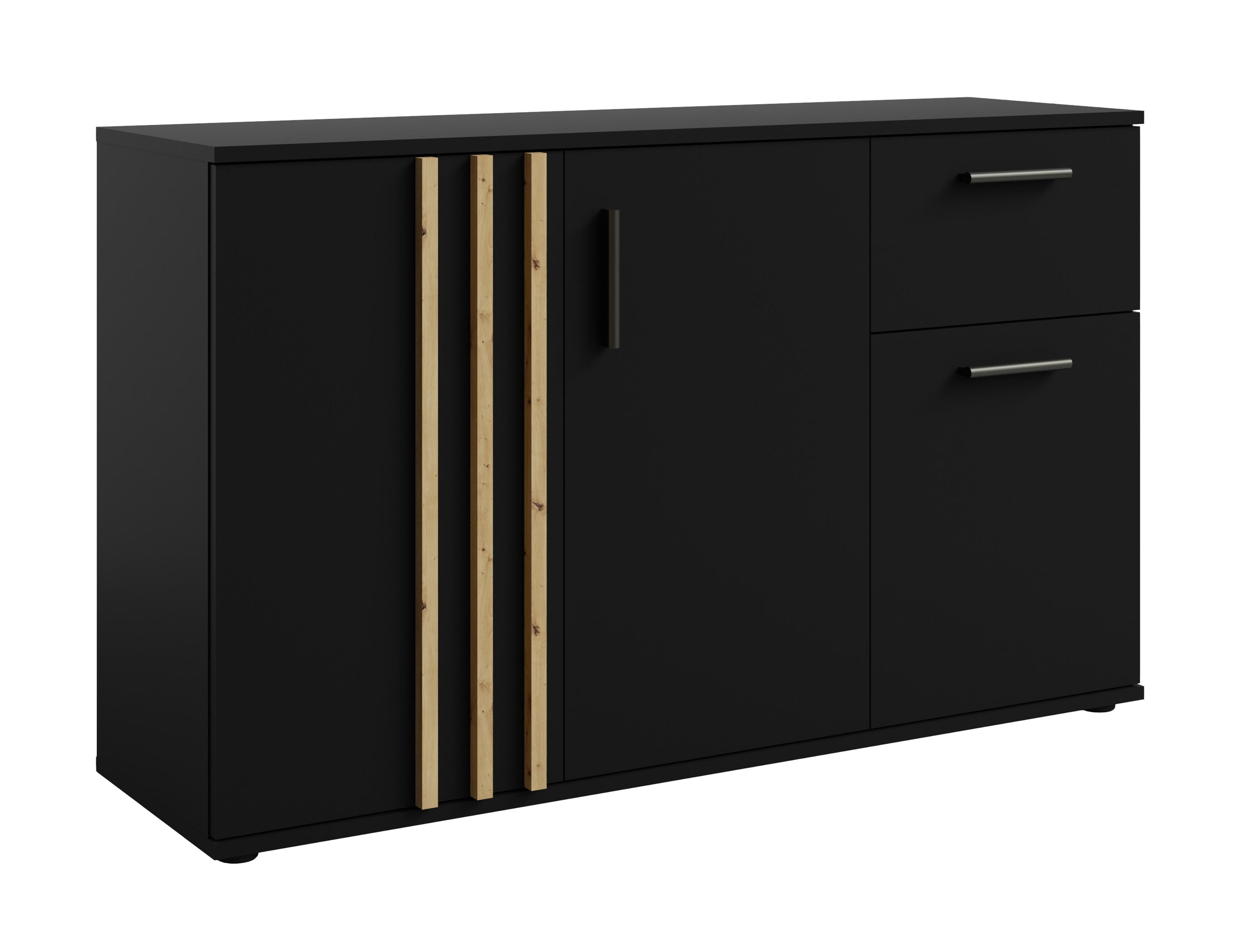 SIDEBOARD Turell 3D1SZ Schwarz 120/73/35 cm – Kommode mit Schublade - Schwarz, Holzwerkstoff/Kunststoff (120/73/35cm) - AX Living
