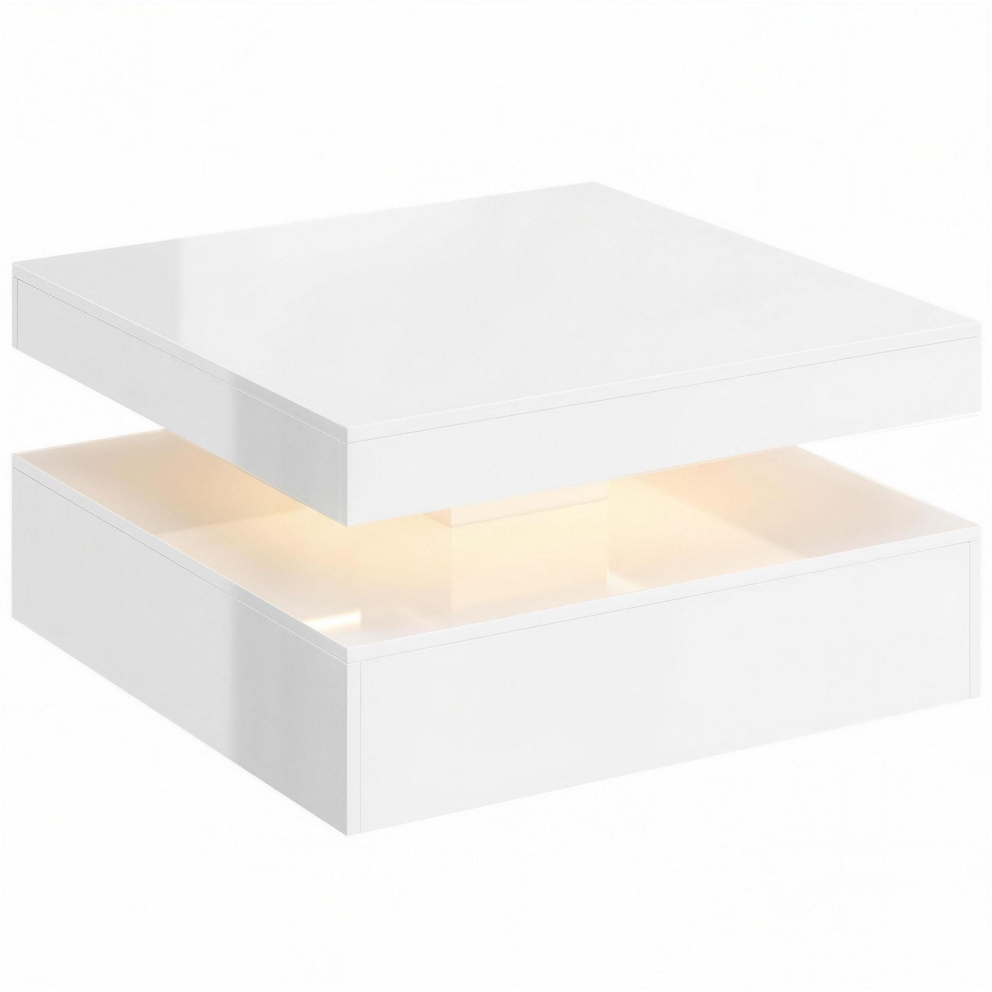 COUCHTISCH MDF Weiß - Weiß Hochglanz, Holzwerkstoff (78/78/40cm) - HOMCOM
