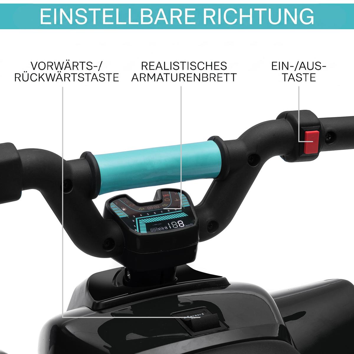 KINDER-ELEKTRO-QUAD Kunststoff Metall Schwarz - Schwarz, Kunststoff (72/40/45.5cm) - HOMCOM
