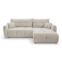 ECKSOFA MODA E Beige Geflochtener Stoff mit Schlaffunktion - Beige, Holz (257/177cm) - MASSENO