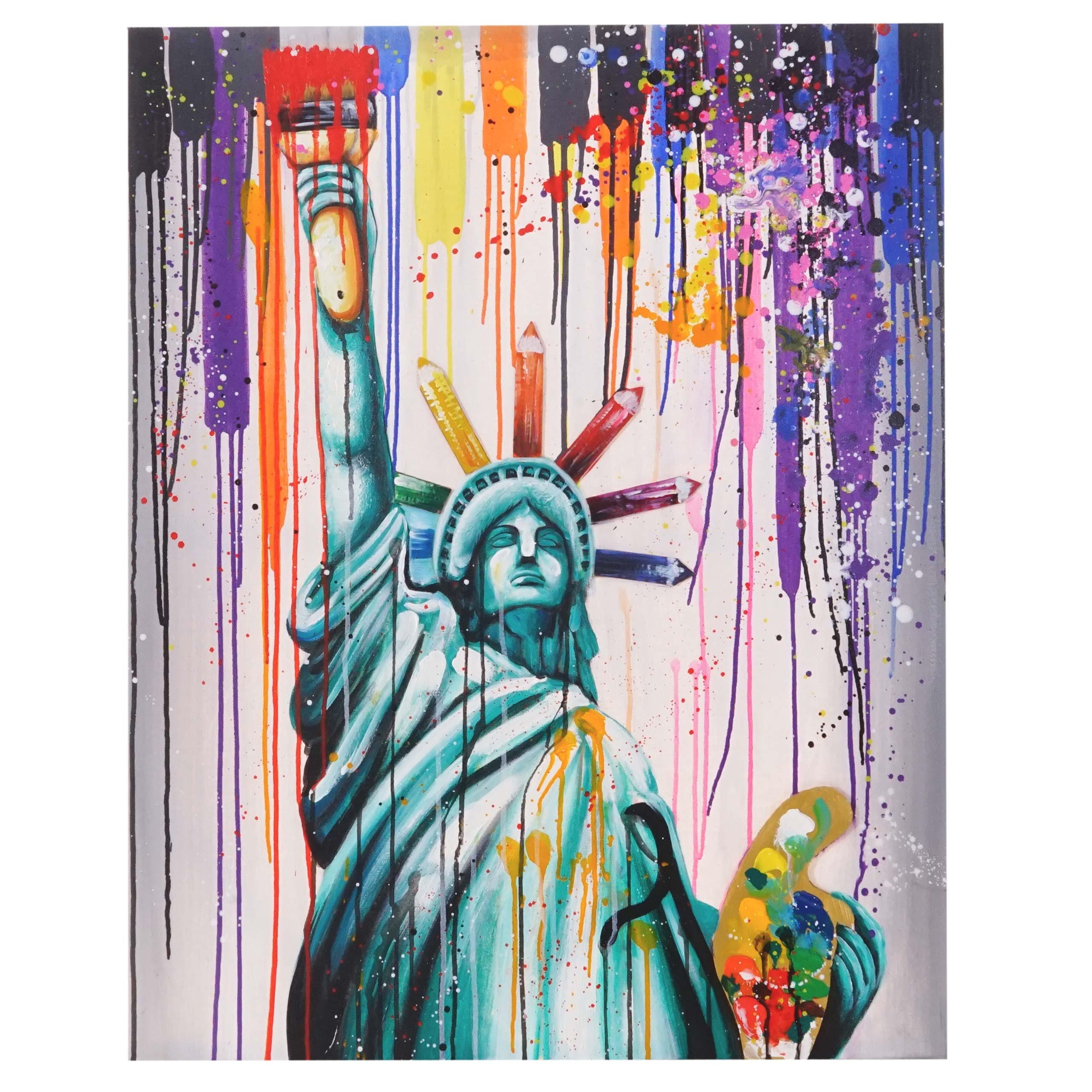 ÖLGEMÄLDE FREIHEITSSTATUE HANDGEMALT Mehrfarbig - Multicolor, Textil (80/100cm) - MCW