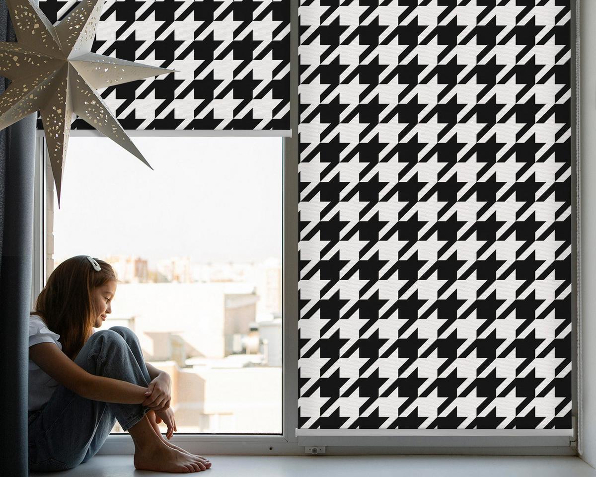 INNENROLLO - Fensterrollo - Rollo - 100x180 cm - Geometrisches Muster - Schwarz, Kunststoff (100/180/0.5cm) - TULUP