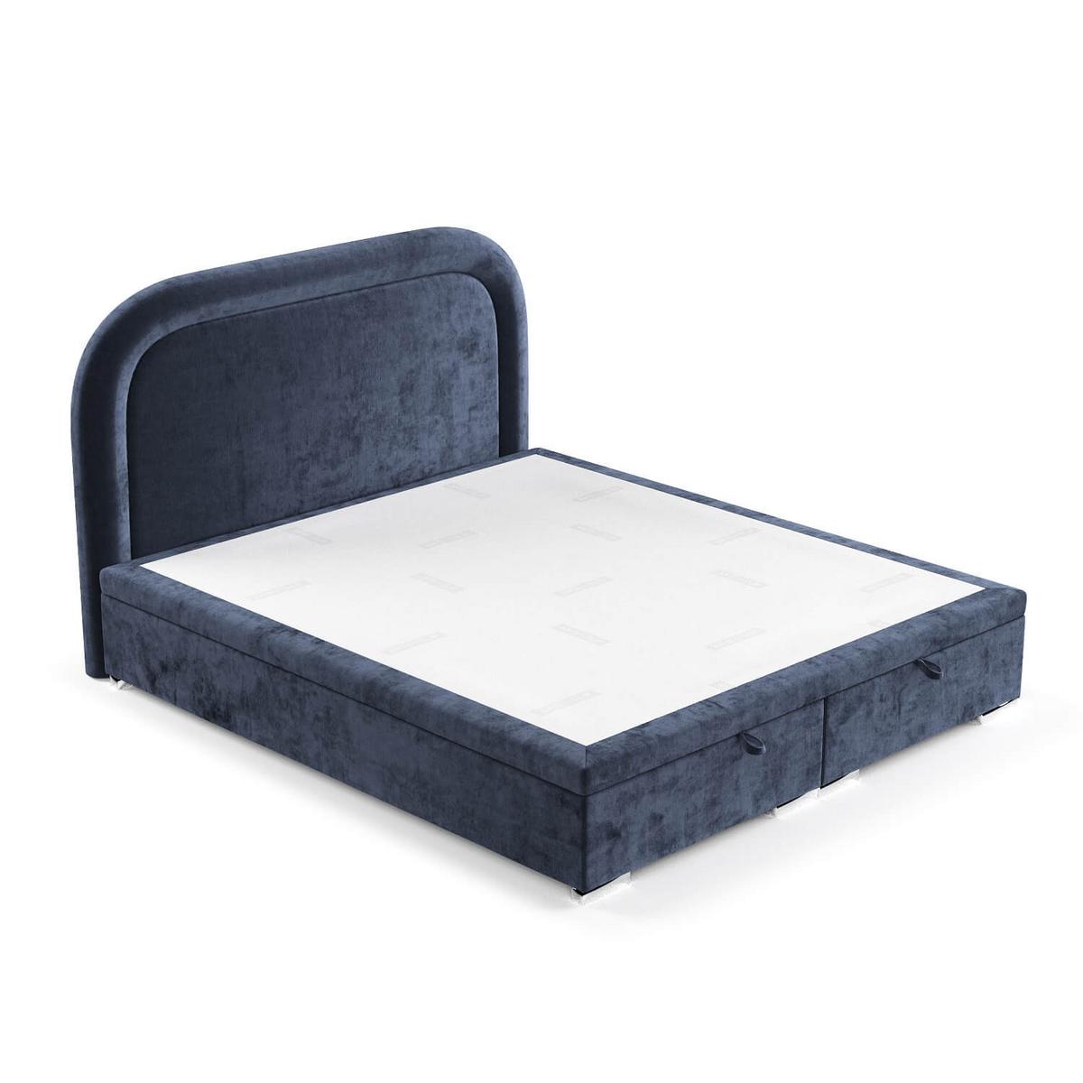 POLSTERBETT Harmony mit Stauraum 120/200 cm Marineblau im Lotta Stoff - Chromfarben/Dunkelblau, Holz/Holzwerkstoff (120/200cm) - AltaBeds