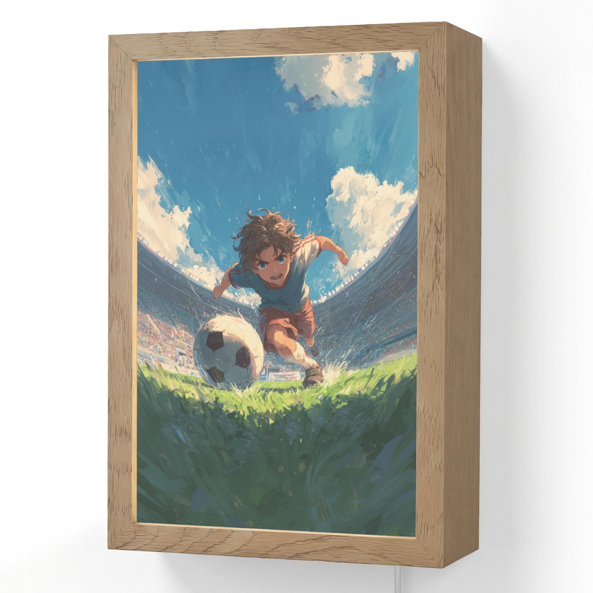 WANDLEUCHTE Stadion - Fußballer - Ball 20x30 cm - Blau, Holzwerkstoff (20/30/8cm) - OnlyWow