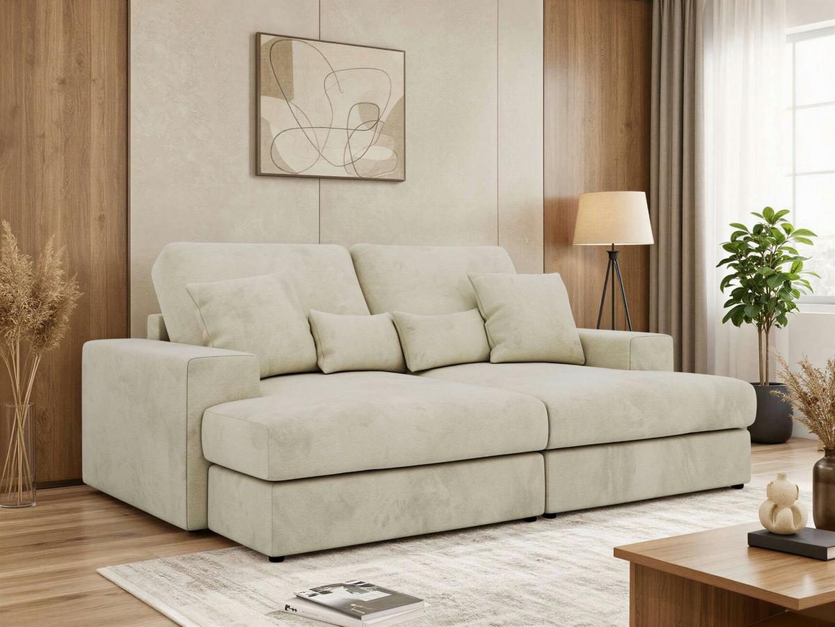 4-SITZER SOFA ANERA - Beige Velvet - Beige/Schwarz, Kunststoff/Textil (248/107/163cm) - MKS