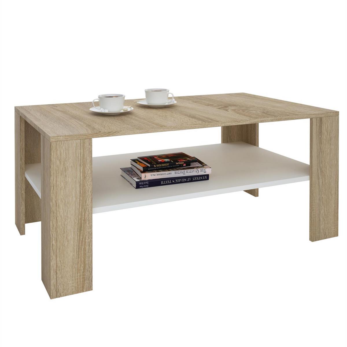 COUCHTISCH ANIMO Sonoma Eiche/weiß - Weiß/Sonoma Eiche, Holzwerkstoff (60/100/44cm) - CARO-Möbel