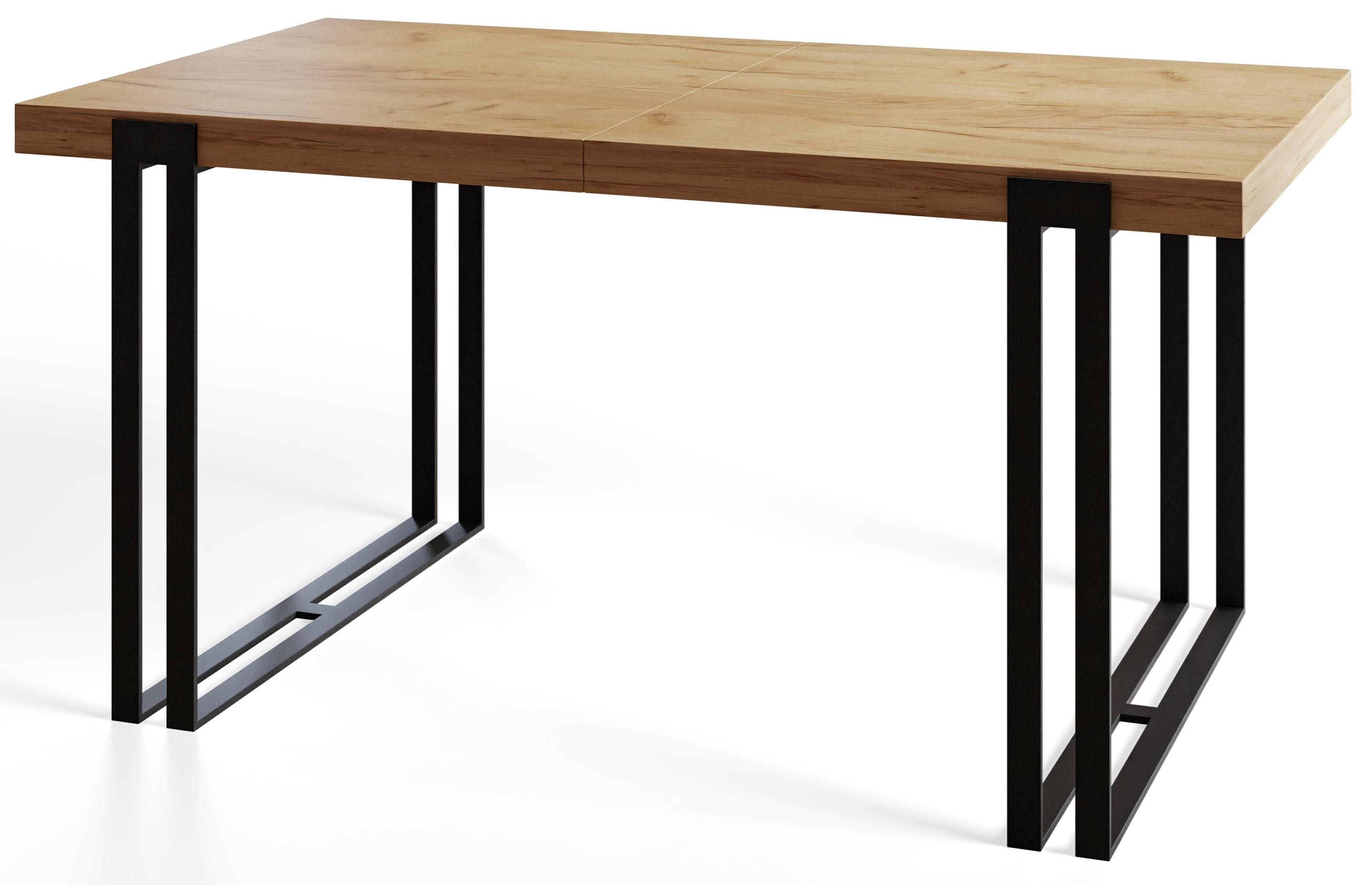 ESSZIMMERTISCH ROSA 140X80X77 cm, Farbe: CRAFT, mit Metallbeinen in Farbe Schwarz - Schwarz/Braun, Holzwerkstoff (140/80/77cm) - Alpi-Möbel