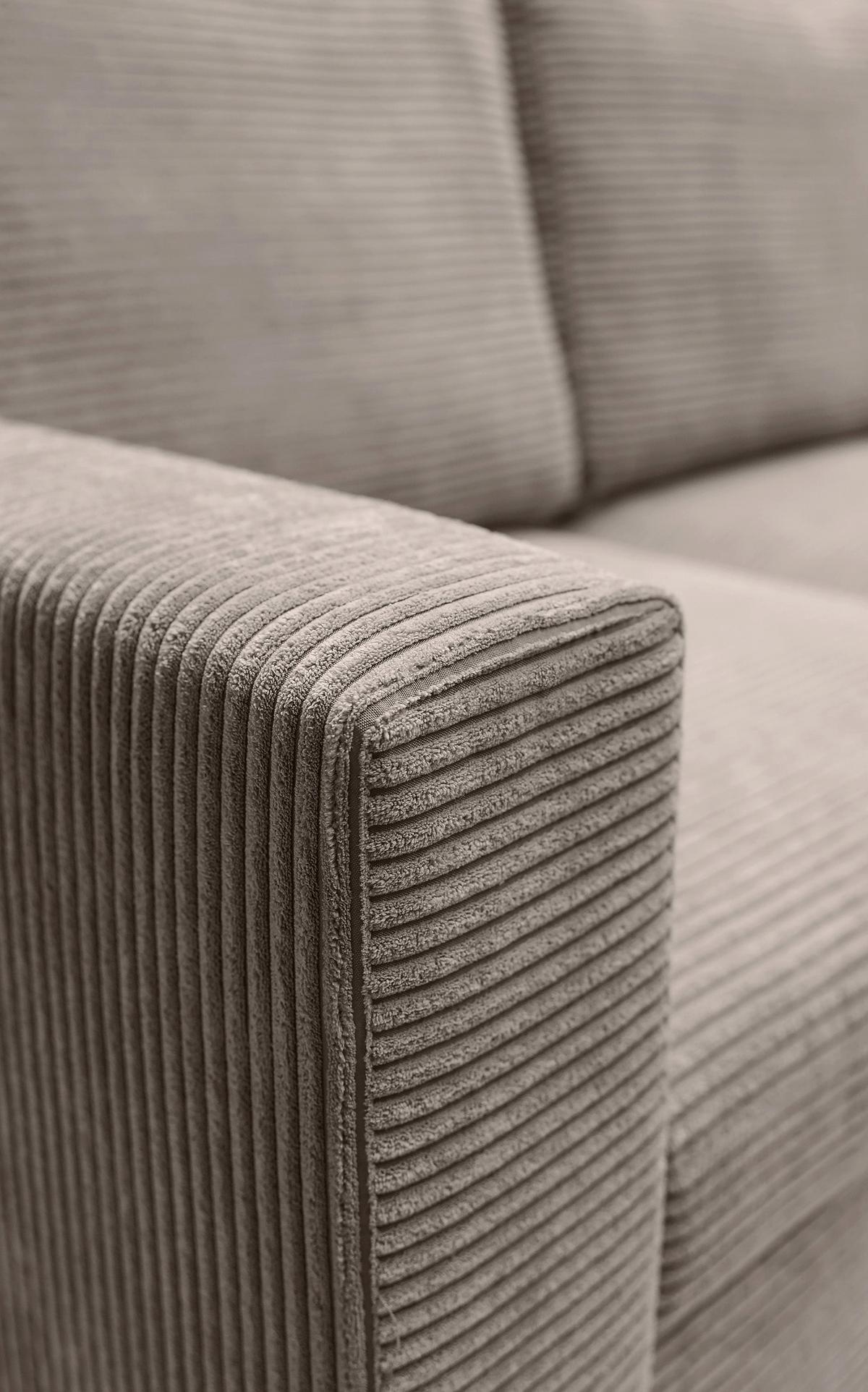 ECKSOFA Nalika Beige mit Cordbezug - Beige/Schwarz, Holz/Textil (143/230cm) - Selsey