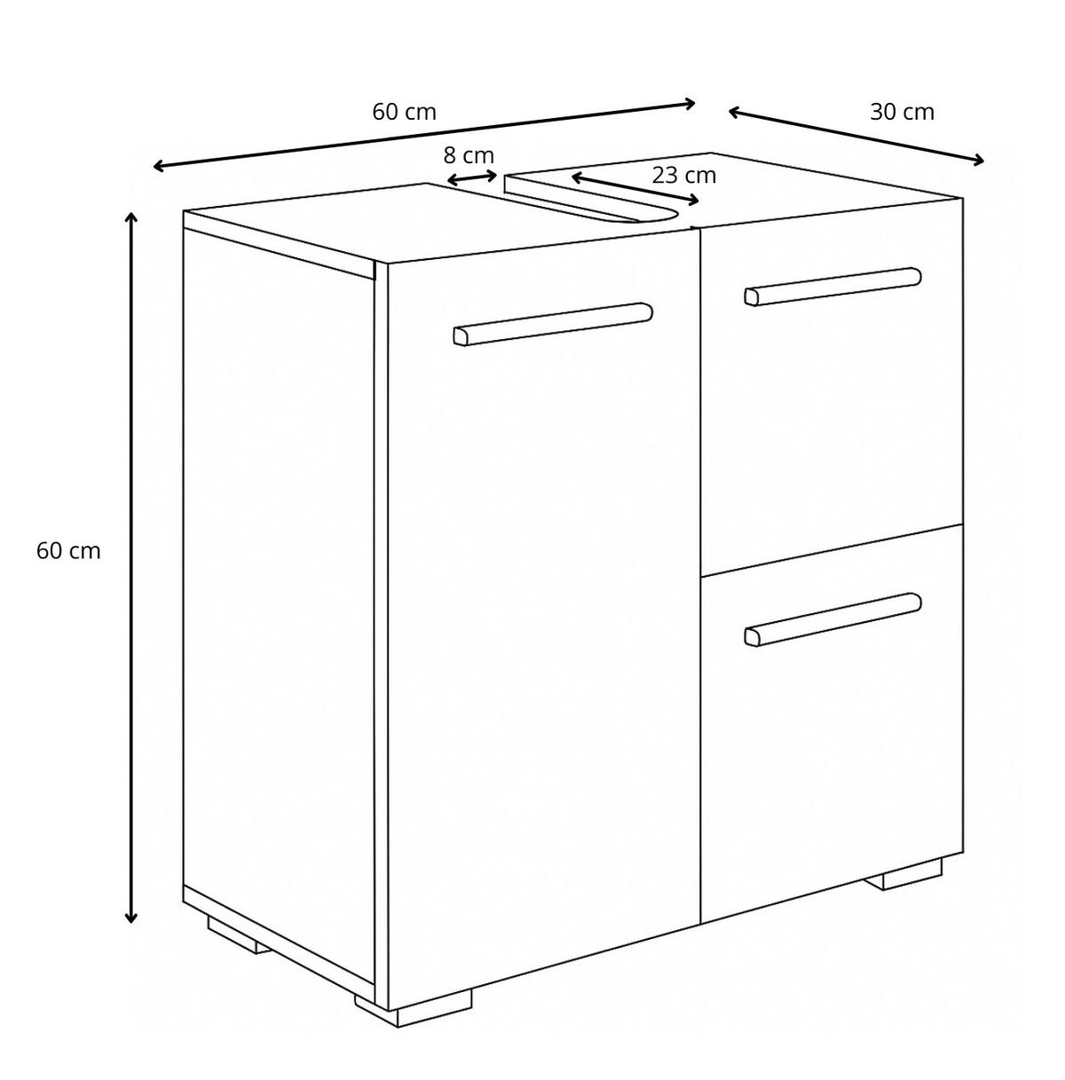 WASCHBECKENUNTERSCHRANK Mars Dunkel Grau - 60 x 30 x 60 cm - Grau, Holz (60/60/30cm) - Badplaats
