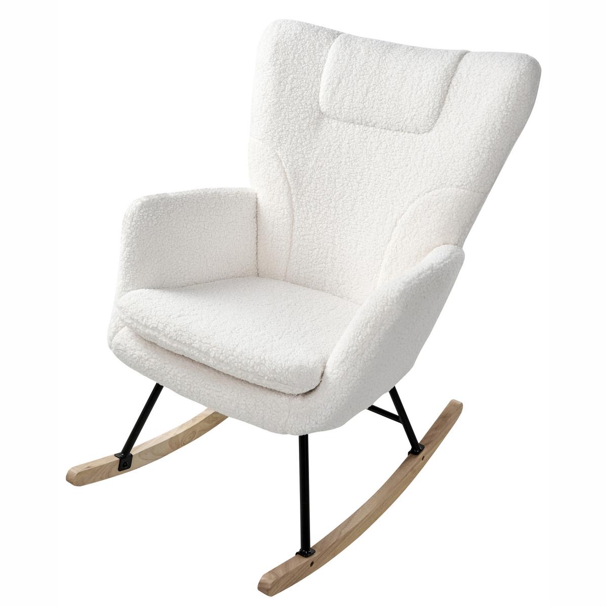SCHAUKELSESSEL Bouclé Weiß Sandve - Hellbraun, Textil (72/98/87cm) - Beliani