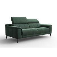 SOFA FIERO 3-Sitzer, Grüner Veloursstoff - Schwarz/Grün, Holz/Textil (212/82/103cm) - Courtois Laville