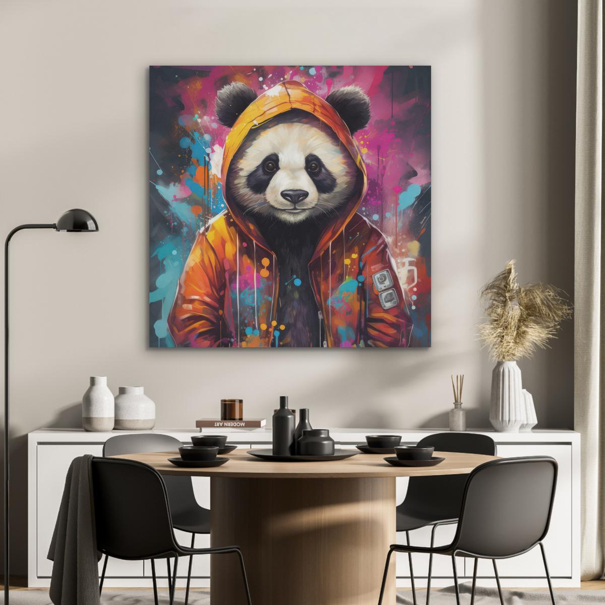 AKUSTIKBILD Panda - Jacke - Graffiti - Orange Akustikpaneele 90x90 cm - Orange, Kunststoff (90/90/0.9cm) - MuchoWow