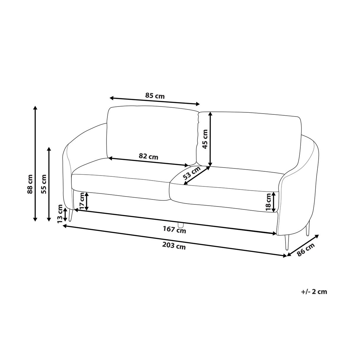 3-SITZER-SOFA Polsterbezug Mintgrün Trosa - Mintgrün, Textil (203/88/86cm) - Beliani