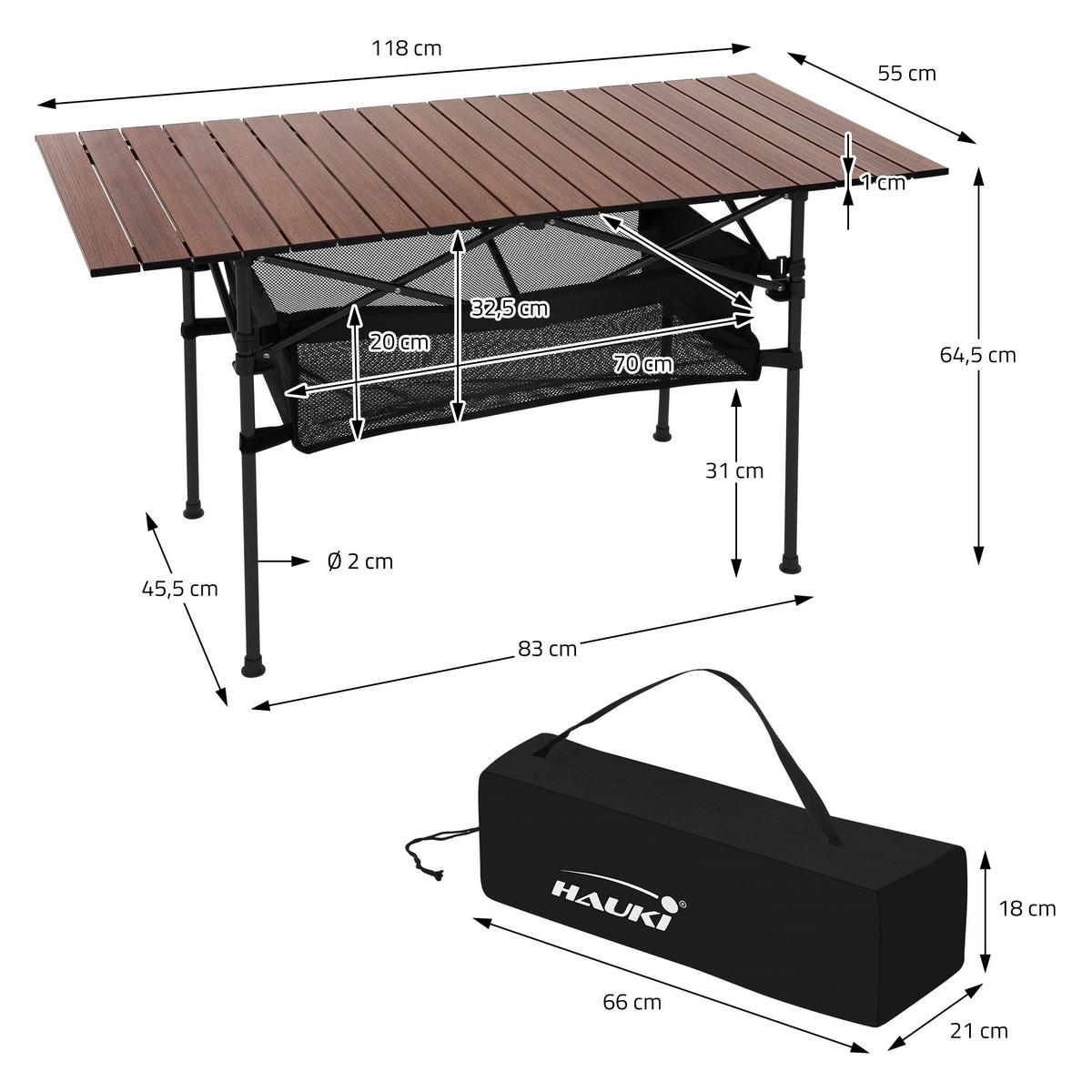 CAMPINGTISCH Braun - Braun, Metall (55/118/64.5cm) - Hauki