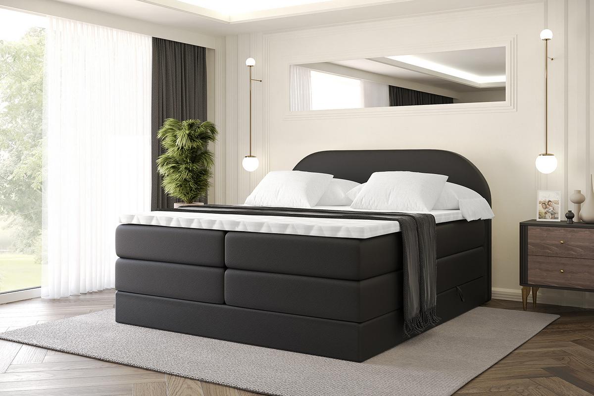 BOXSPRINGBETT mit Matratze und Lattenrost - NOX KING-120x200 - Schwarz - Schwarz, Holzwerkstoff (120/200cm) - ALTDECOR