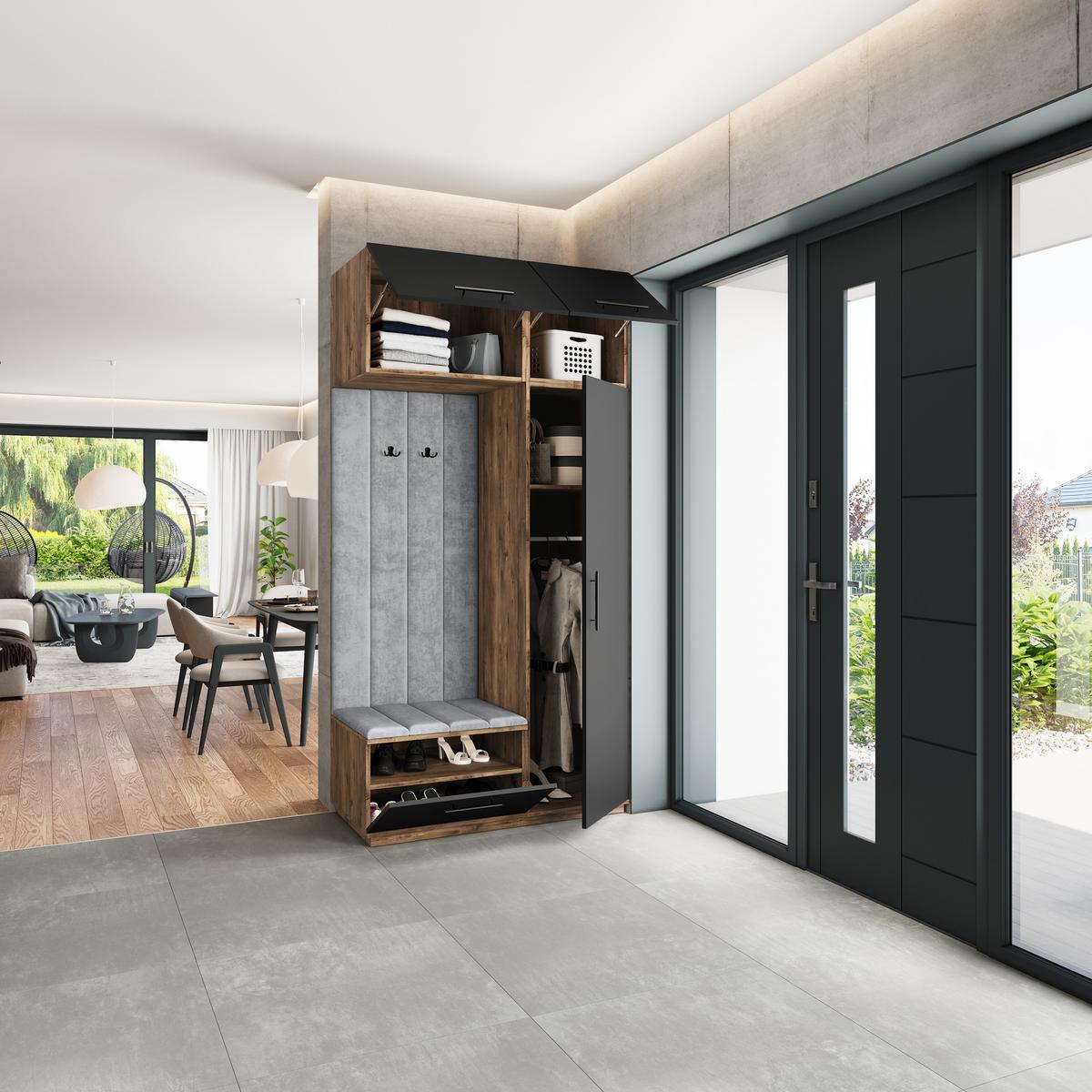 GARDEROBENSCHRANK REMA 120/240/60 cm Modern Eichefarben - Eichefarben/Hellgrau, Holzwerkstoff (120/240/60cm) - MASSENO