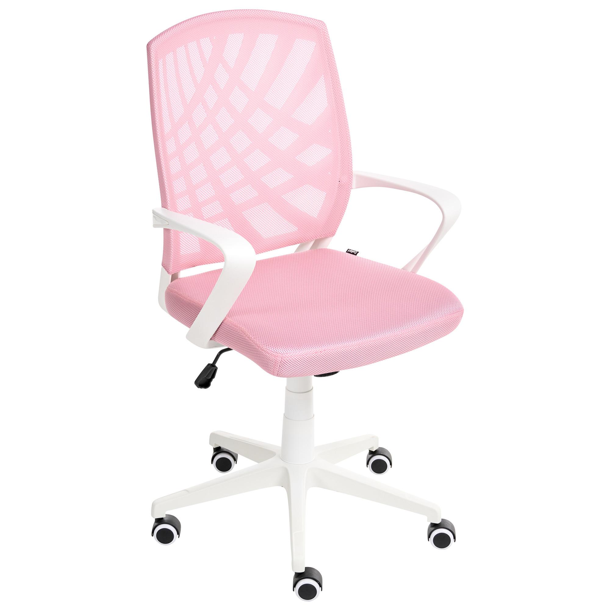 BÜROSTUHL Rosa Bonny - Pink/Weiß, Textil (66/97/66cm) - Beliani