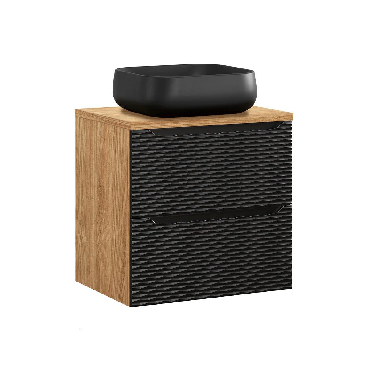 WASCHTISCH 60cm Elora Schwarz und Holz - Schwarz, Holzwerkstoff (60/59/46cm) - Petits-meubles