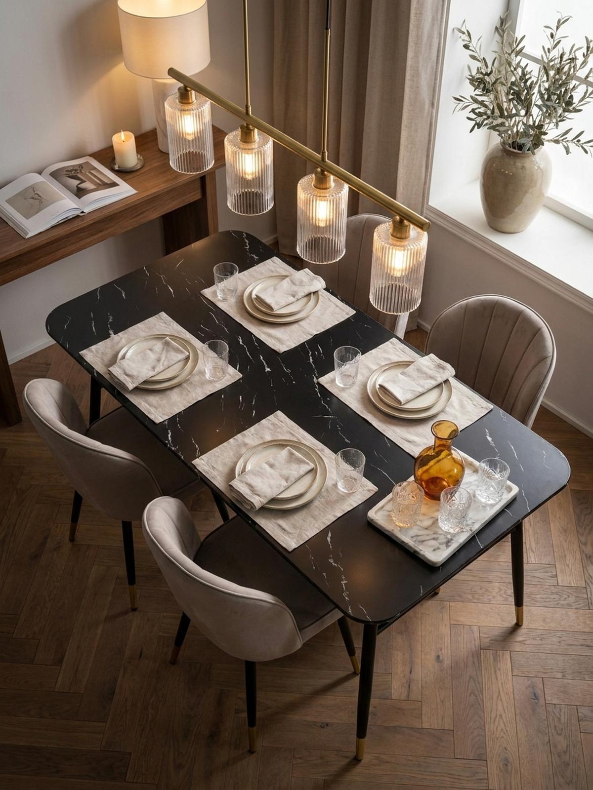 ESSTISCH Marmoroptik Metall Rechteckig Modern Klein, Schwarz 200x90x76 cm - Goldfarben/Schwarz, Holzwerkstoff/Metall (90/200/76cm) - KADIMA DESIGN