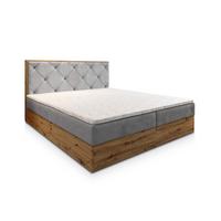 BOXBETT FOSCO 140x200 cm mit Matratze und Topper - Hellgrau - Hellgrau, Holz (140/200cm) - MASSENO