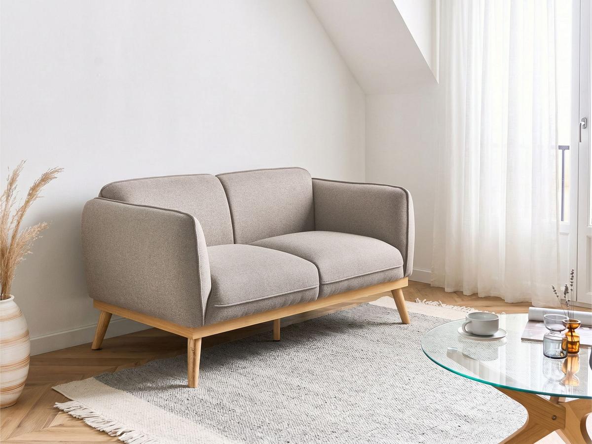 2-SITZER-SOFA Stoff Hellbraun Ljung - Hellbraun, Textil (160/82/82cm) - Beliani
