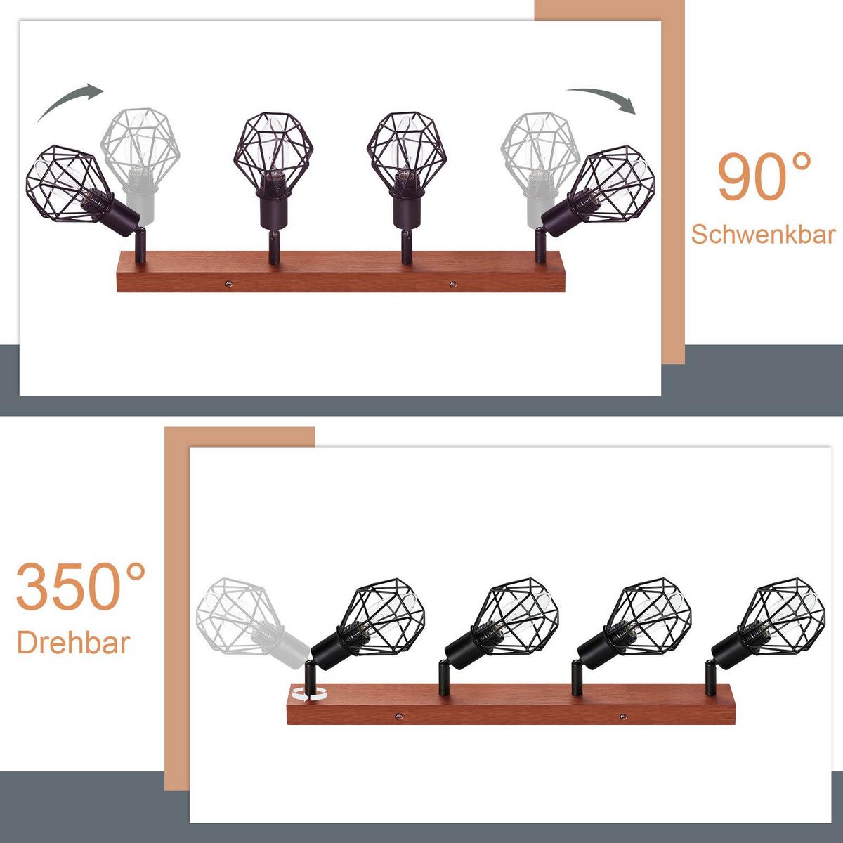DECKENSTRAHLER Flynt 4-flammig 11/21.5/50 cm - Schwarz, Metall (11/21.5/50cm) - Nettlife