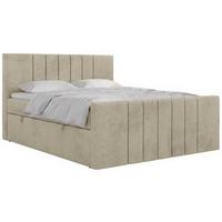 BOXBETT INERO DUO 140/200 - Beige Velvet - Topper Visco - H4 - Beige/Schwarz, Kunststoff/Textil (140/200cm) - MKS