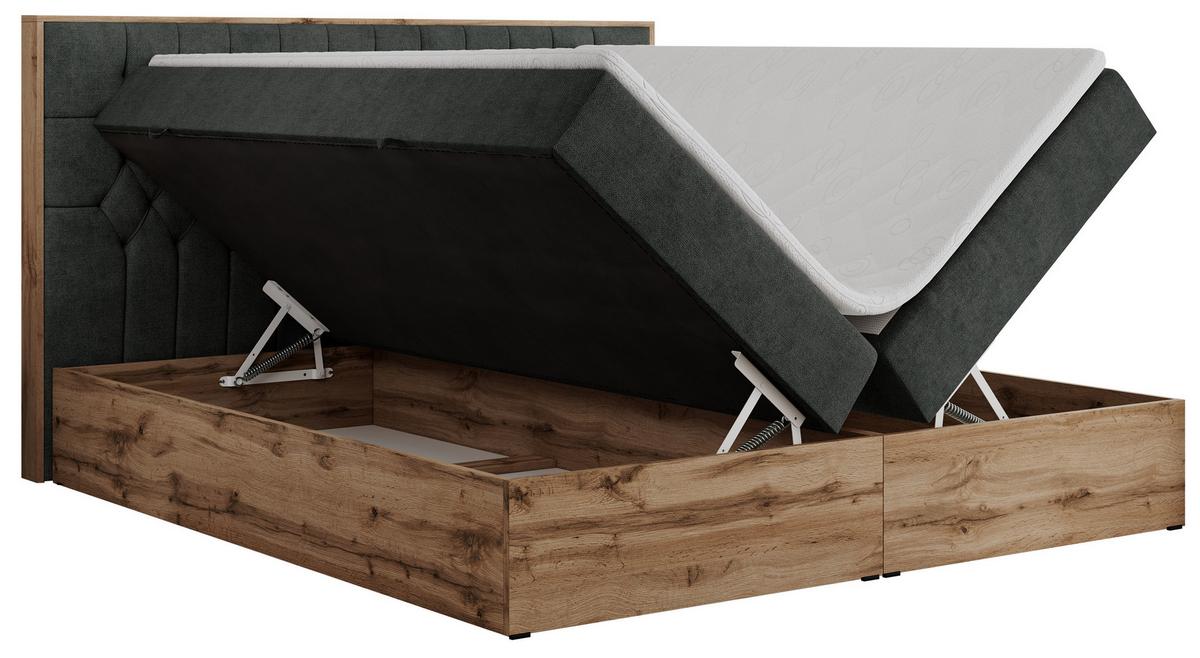 BOXBETT AMORE 200/200 Dunkelgrau Struktur - H3 - Dunkelgrau, Holz/Textil (200/200cm) - MKS