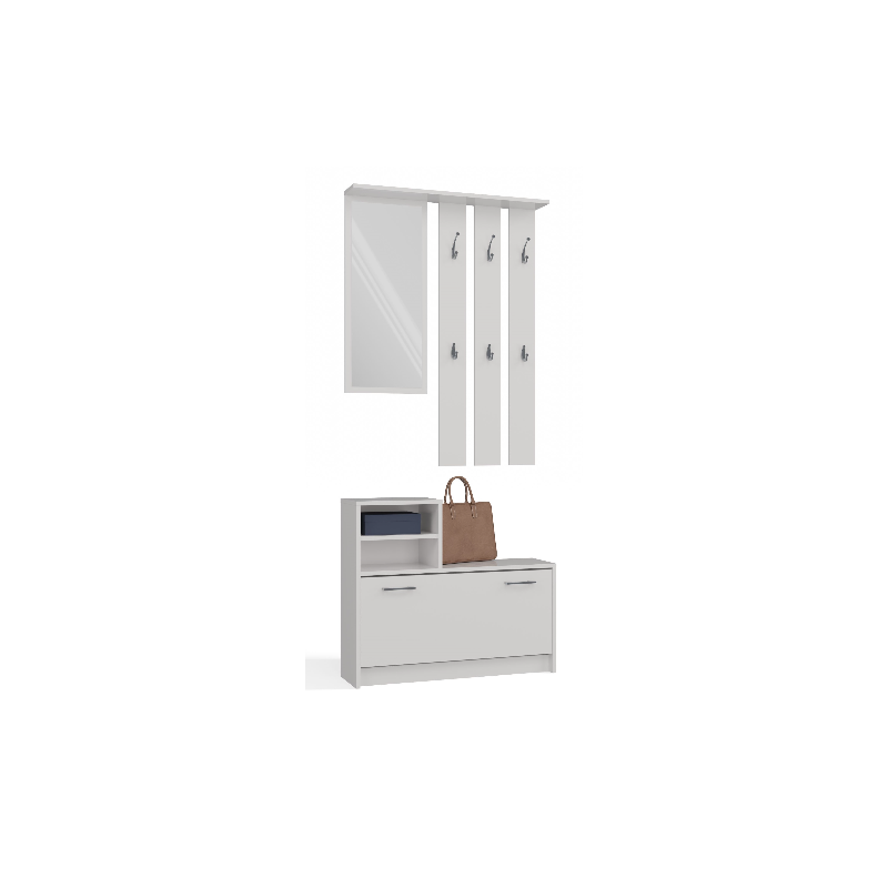 GARDEROBE praktisch Garderoben-Set mit Spiegel Weiß 85/180/24 - Weiß, Holzwerkstoff (85/180/24cm) - RAUMHIRSCH FURNITURE