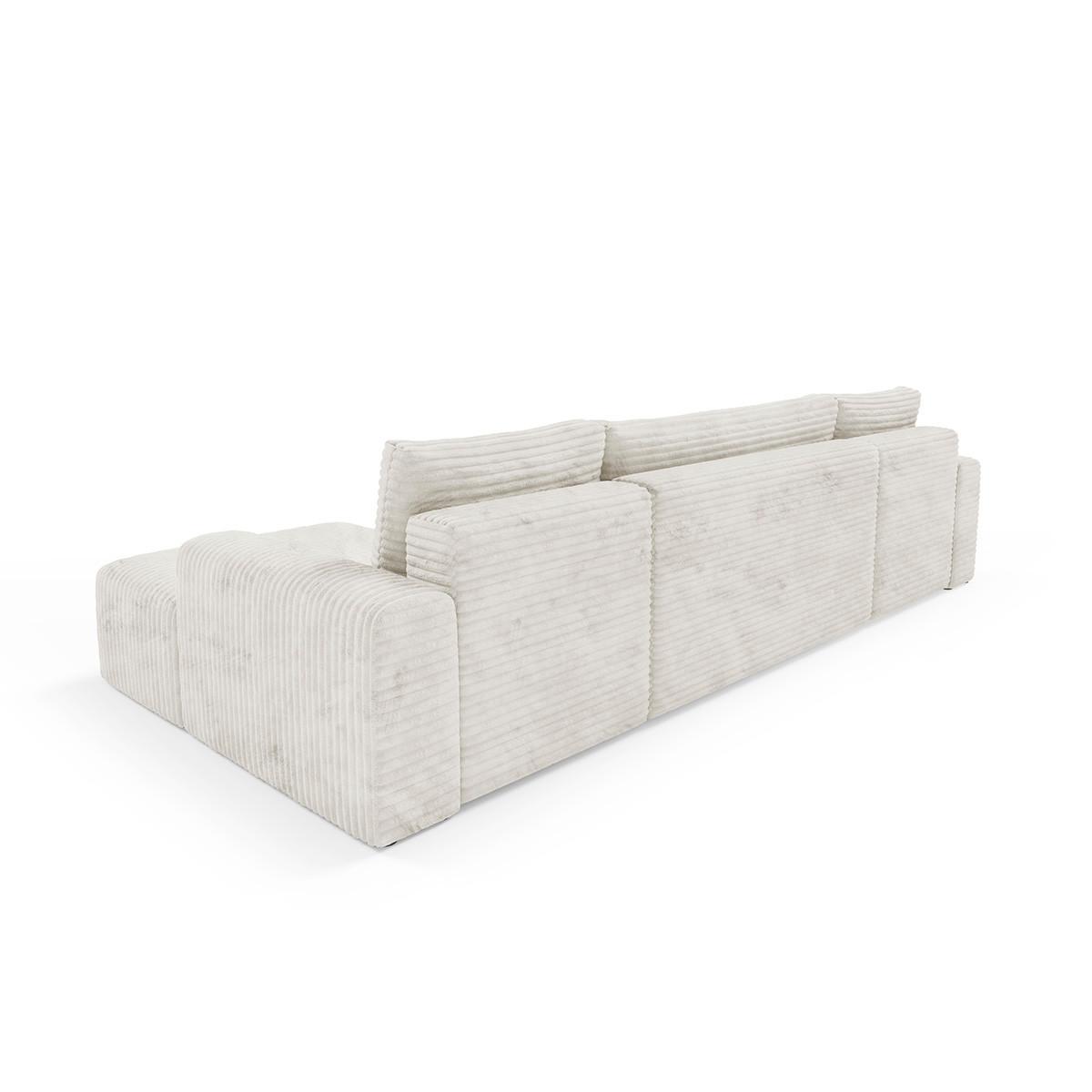 PANORAMASOFA Romeo 5 Sitzplätze Gebrochenweiss - Weiß, Holz (345/92/163cm) - Petits-meubles
