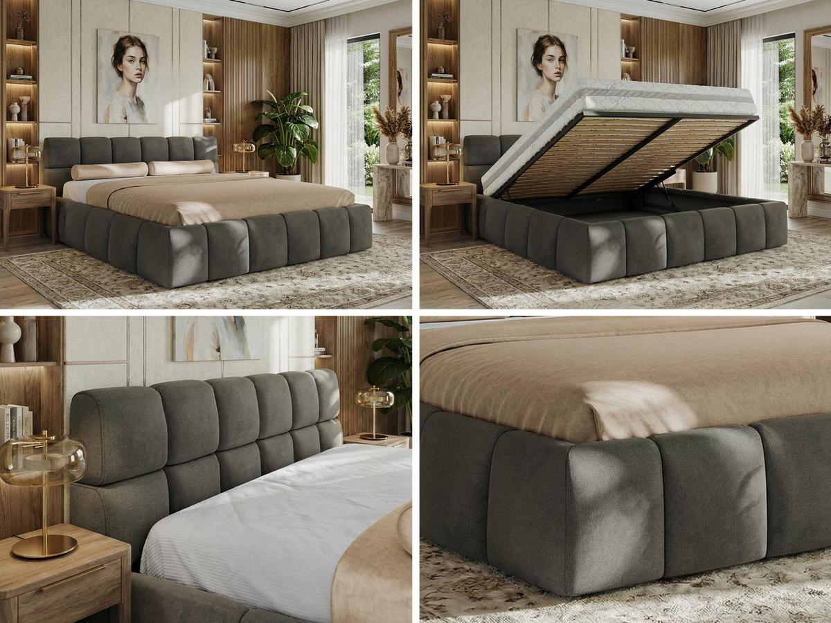 POLSTERBETT NIRA CLASSIC 200/200 - Dunkelgrau Velvet - Multipocket-Matratze - Dunkelgrau, Textil (200/200cm) - MKS
