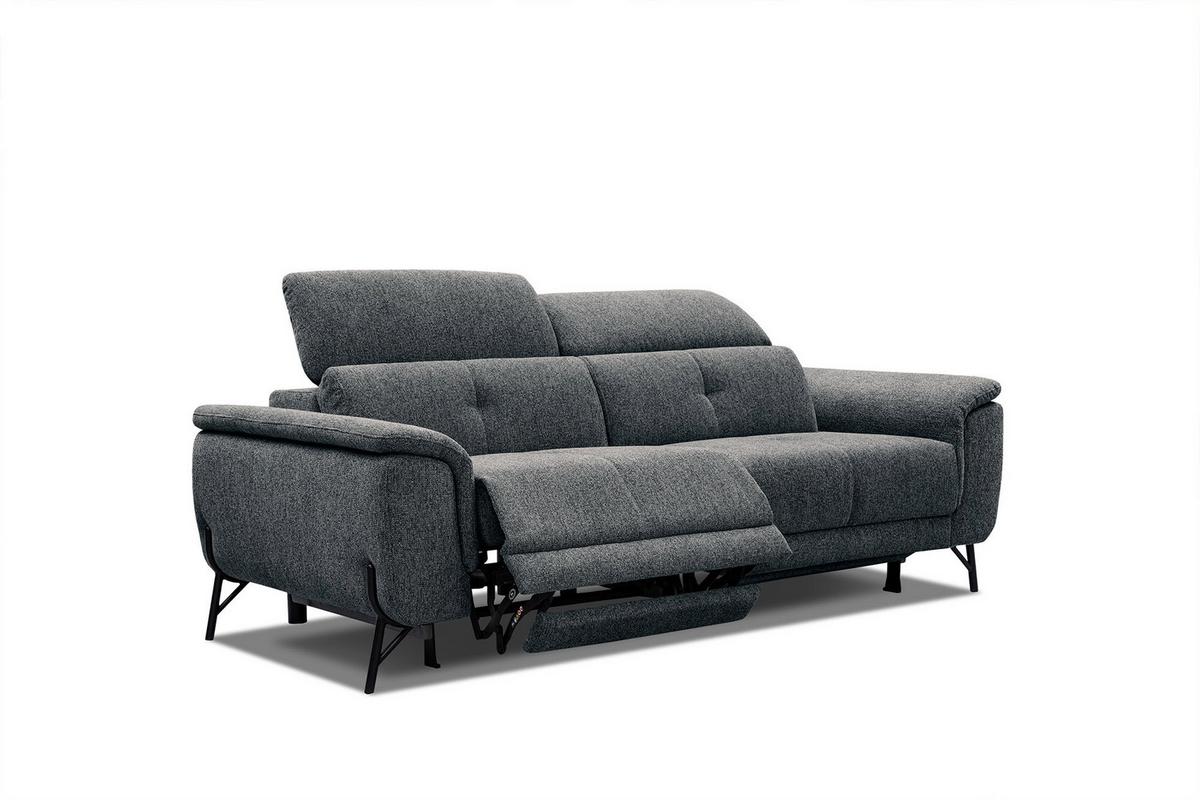 SOFA AVENA 3-Sitzer mit 2 Relaxfunktionen, dunkelgrau - Dunkelgrau, Holzwerkstoff/Textil (204/80/108cm) - Wozimo