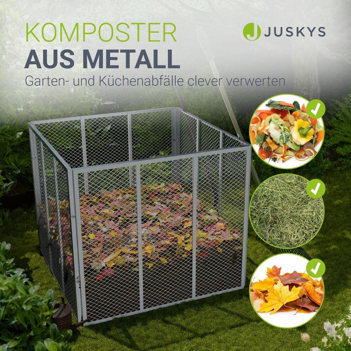 KOMPOSTER Metall silber 800L - Silberfarben, Metall (100/80/100cm) - Juskys