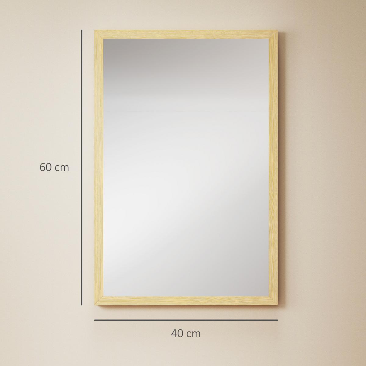 RECHTECKIG Spiegel Dekorativ 40 x 60 cm - Naturfarben, Holzwerkstoff (2/60/40cm) - HOMCOM