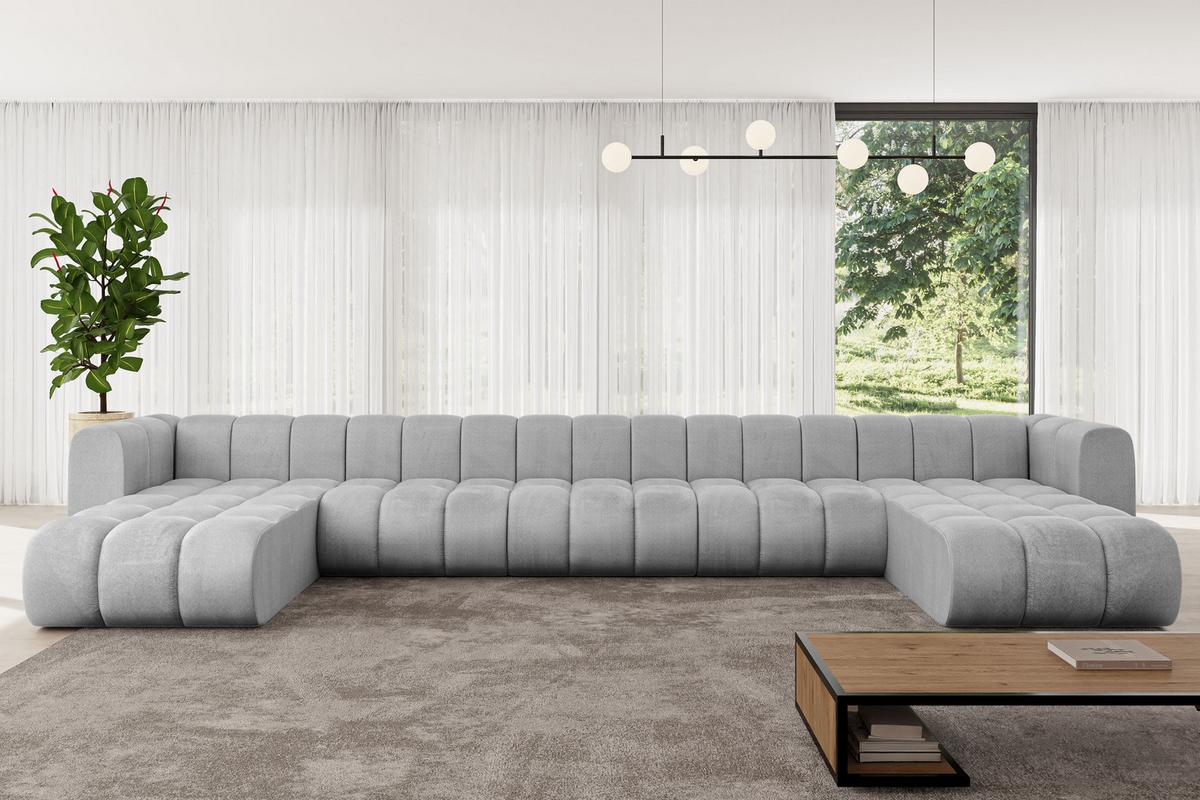 WOHNLANDSCHAFT modulares Sofa Joren-U3 - 501x177x70 cm Grau - Hellgrau, Holzwerkstoff/Textil (501/70/177cm) - ALTDECOR