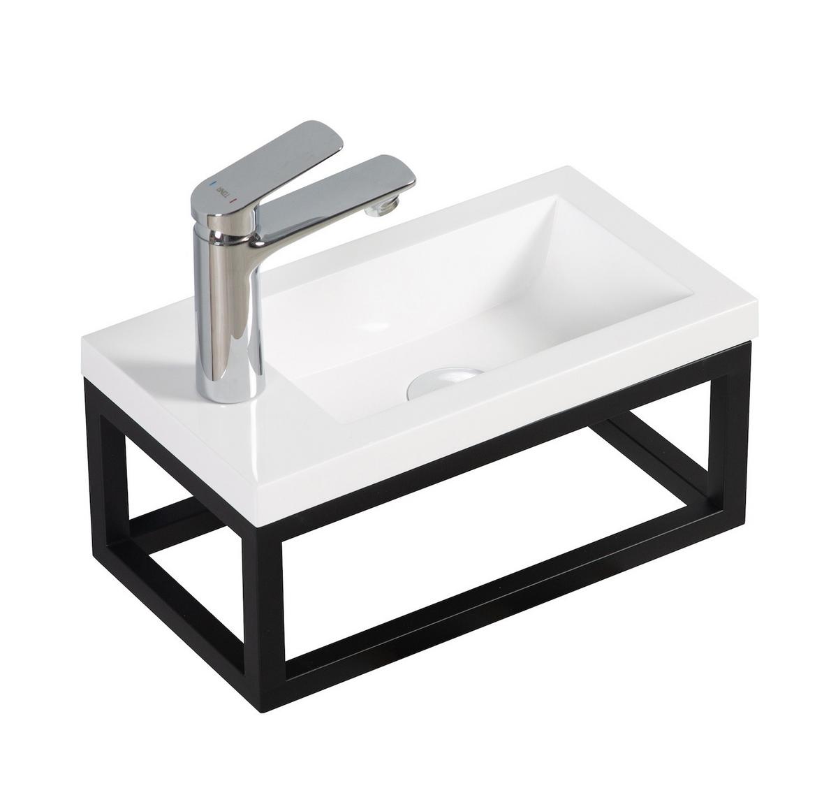 GÄSTE-WC Möbel Mesa 40 x 22 cm – Mattweiß mit schwarzem Metallgestell - Weiß, Holz (40/52/22cm) - Badplaats
