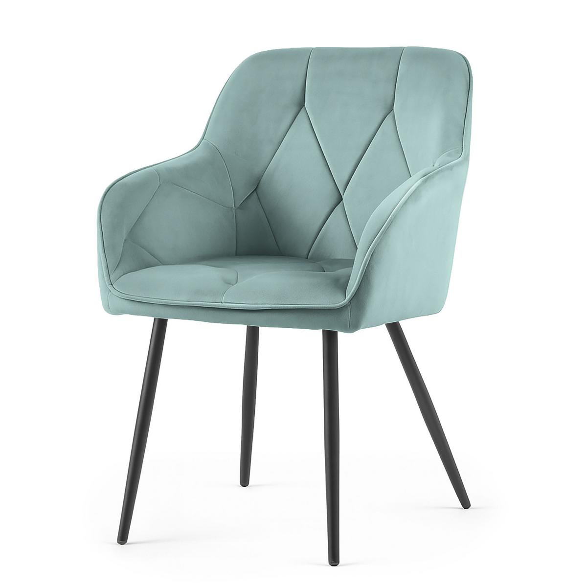 POLSTERSTUHL 2er Set, Metallbeine Türkis 54,5/82,5/58 - Türkis, Textil (55/83/50cm) - RAUMHIRSCH FURNITURE