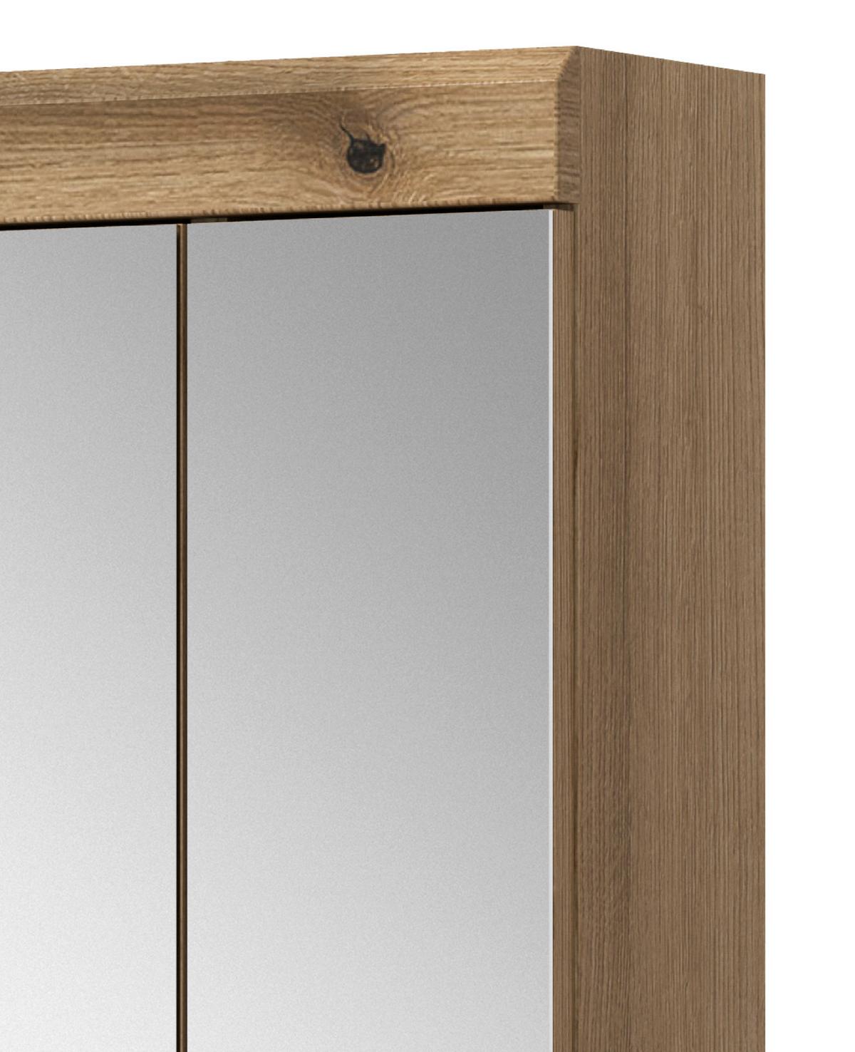 SPIEGELSCHRANK Evoke Eiche, Badschrank 3-türig 60 cm - Eichefarben, Glas/Holzwerkstoff (60/79/18cm) - Inn.Furn