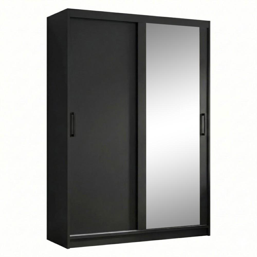 SCHWEBETÜRENSCHRANK Hela mit 2 Türen und Schubkasteneinsatz, 120 cm, Schwarz - Schwarz, Holzwerkstoff (120/205/60cm) - Beautysofa