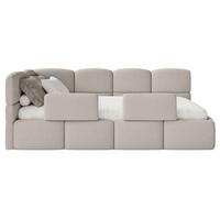 JUGENDBETT Cloudy links mit Rausfallschutz Bouclé Greige - Taupe, Kunststoff/Textil (90/200cm) - Selsey