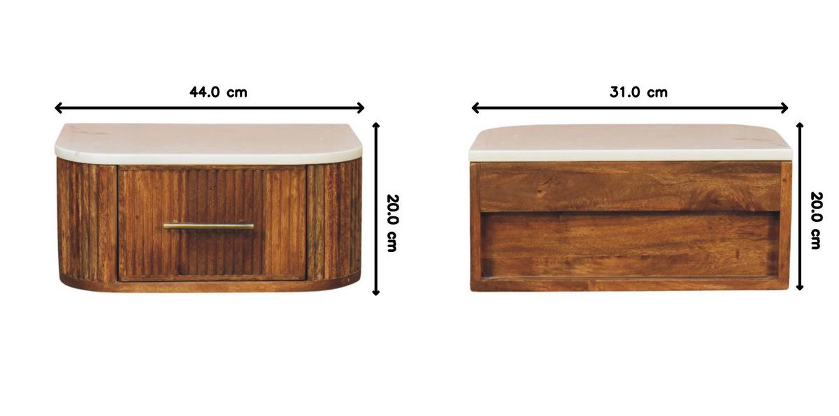 NACHTTISCH mit Golden-Teak-Finish, Marmorplatte oben, 1 Schublade, braun - Braun, Holz/Naturmaterialen (44/20/31cm) - Artisan Furniture