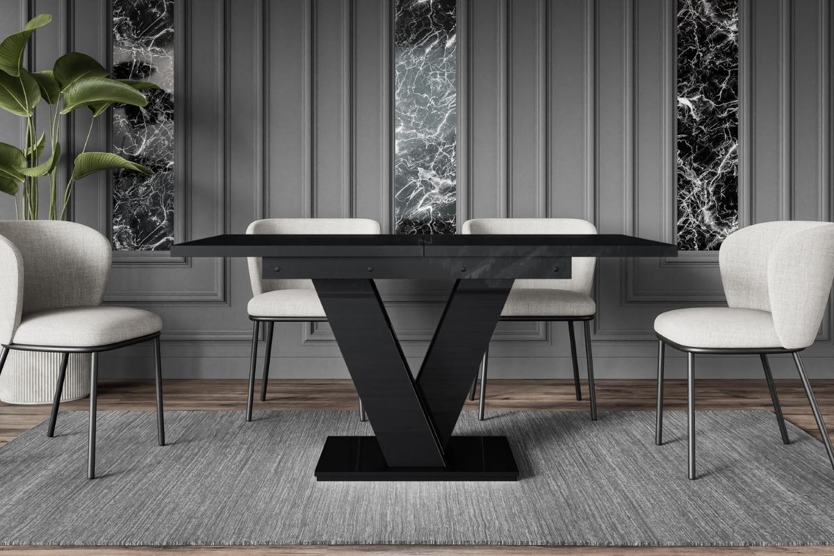 ESSTISCH ausziehbar 120 -160x80x75 cm - Hochglanz Schwarz - ASIV - Schwarz Hochglanz, Holzwerkstoff (120/80/75cm) - ALTDECOR