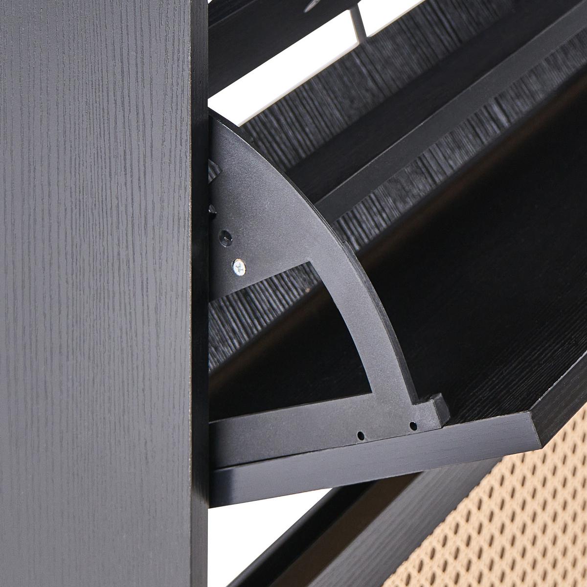 SCHUHSCHRANK Schwarz Moura - Schwarz/Braun, Holzwerkstoff (78/122/24cm) - Beliani