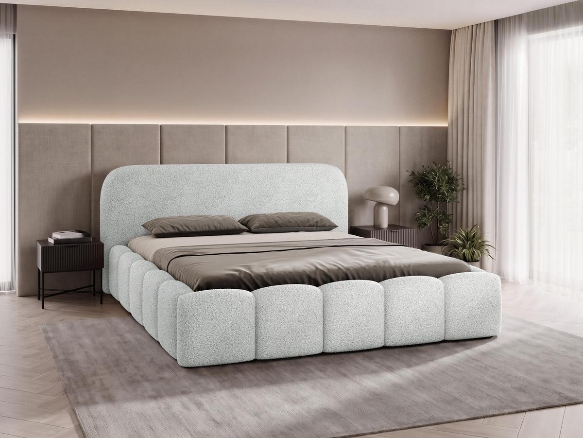 POLSTERBETT Refola Boucle - Hellgrau/Schwarz, Holz/Holzwerkstoff (160/200cm) - MIRJAN24