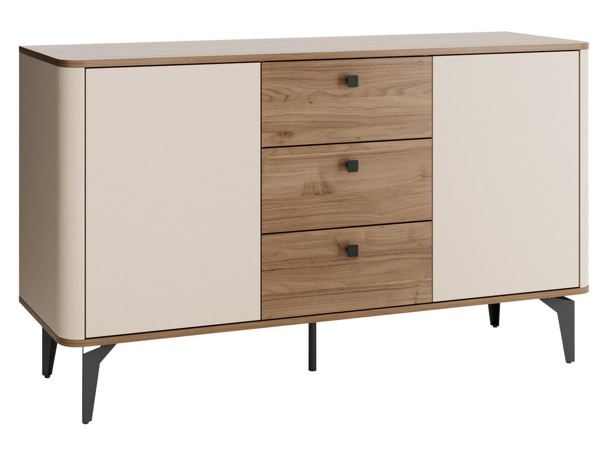KOMMODE Aurena 2D3S AU04 - Kaschmir/Nussbaumfarben, Holzwerkstoff/Metall (141/82/41cm) - MIRJAN24