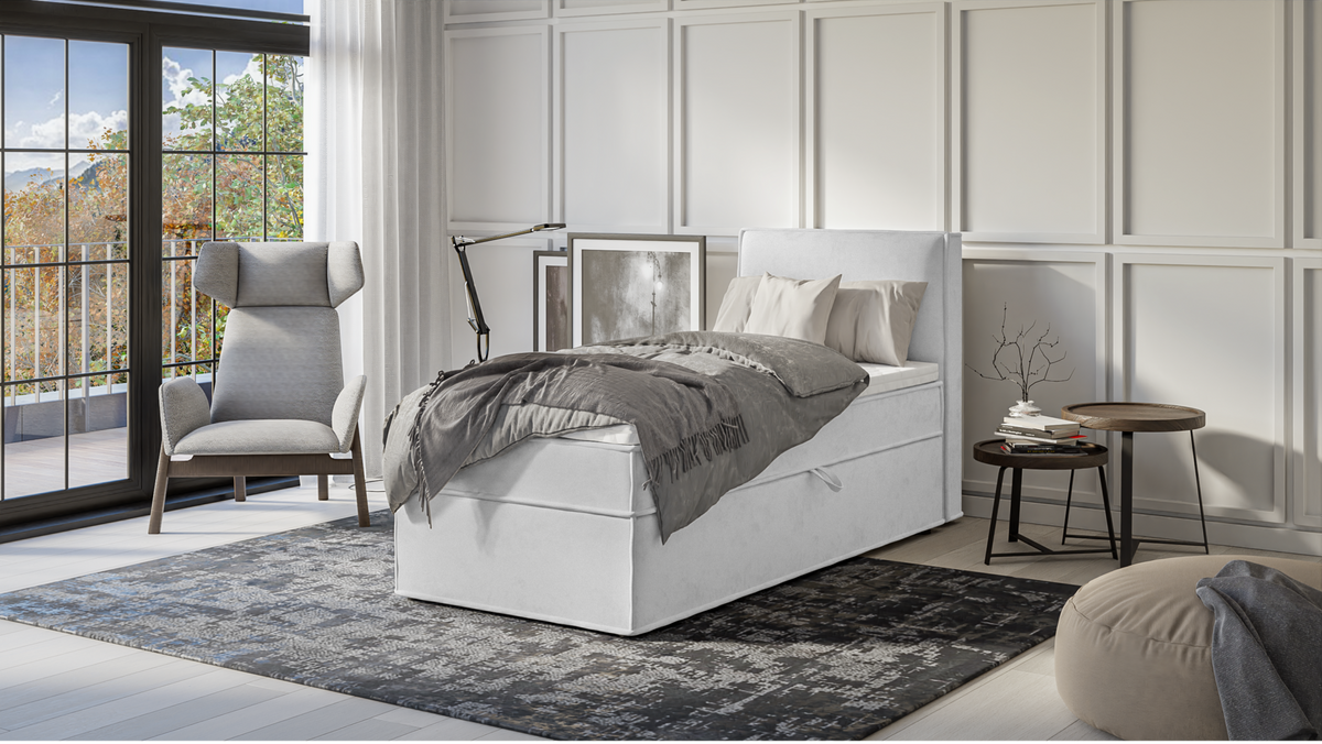 BOXBETT Eclipse 90/200 cm Silber Luxusmicrofaser - Silberfarben/Schwarz, Holz/Kunststoff (90/200cm) - S-Style Möbel